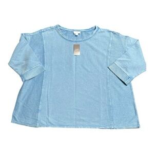 J. Jill 3/4 sleeve powder blue sweatshirt 2X NEW